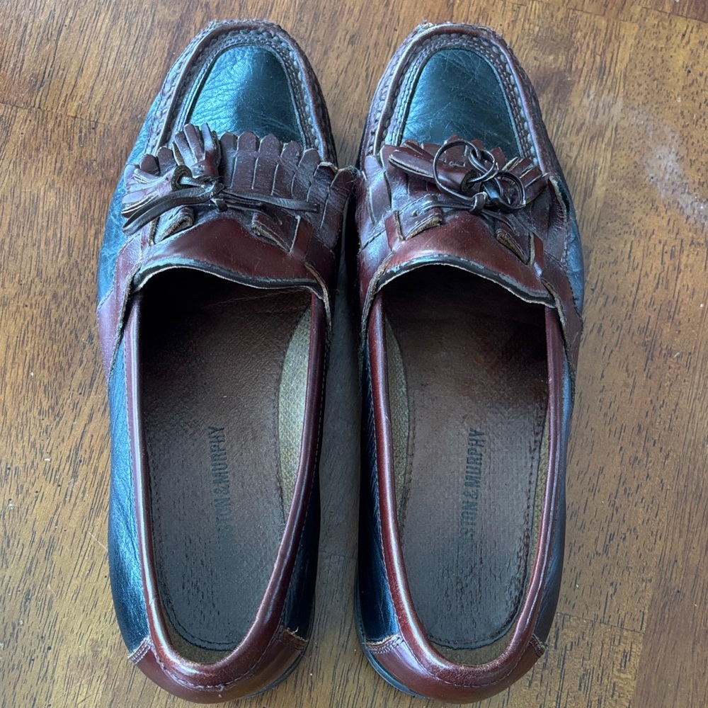 Johnston & Murphy Black and Brown Leather Loafers